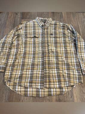 Wrangler Riggs Workwear Plaid Work Shirt Men’s XXL Heavy Duty Long Sleeve